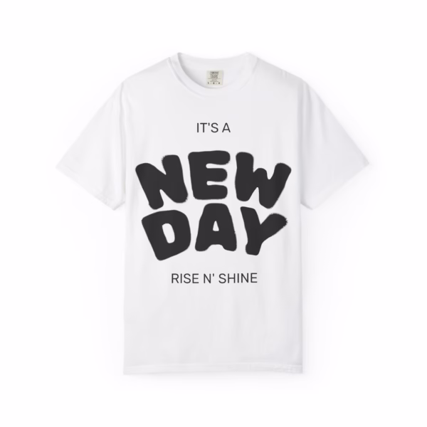 Unisex Garment-Dyed T-shirt – "It's a New Day" Graphic Tee with Retro Art
