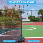 Basketball Stand, Suitable For Indoor And Outdoor Use, Adjustable From 5.6-7 Feet, 32 Inch Backboard With Wheels - Image 3