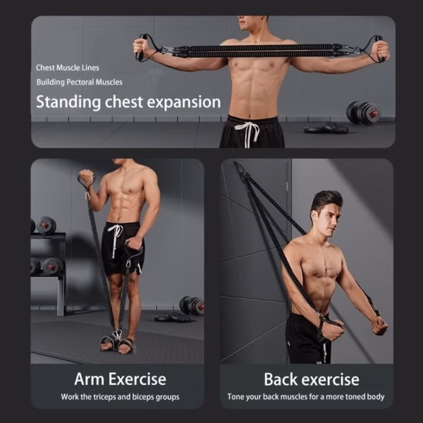 A Set Of Adjustable Resistance Tension Bands With Foot Pedals And Handles - Image 4