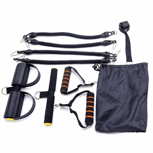 A Set Of Adjustable Resistance Tension Bands With Foot Pedals And Handles - Image 6