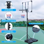 Basketball Stand, Suitable For Indoor And Outdoor Use, Adjustable From 5.6-7 Feet, 32 Inch Backboard With Wheels - Image 2