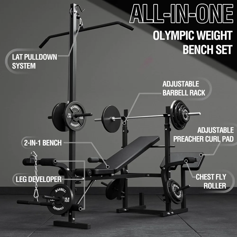 8 in 1 Weight Bench Set with Leg Extension and Leg Curl