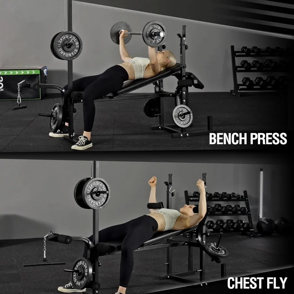 8 in 1 Weight Bench Set with Leg Extension and Leg Curl