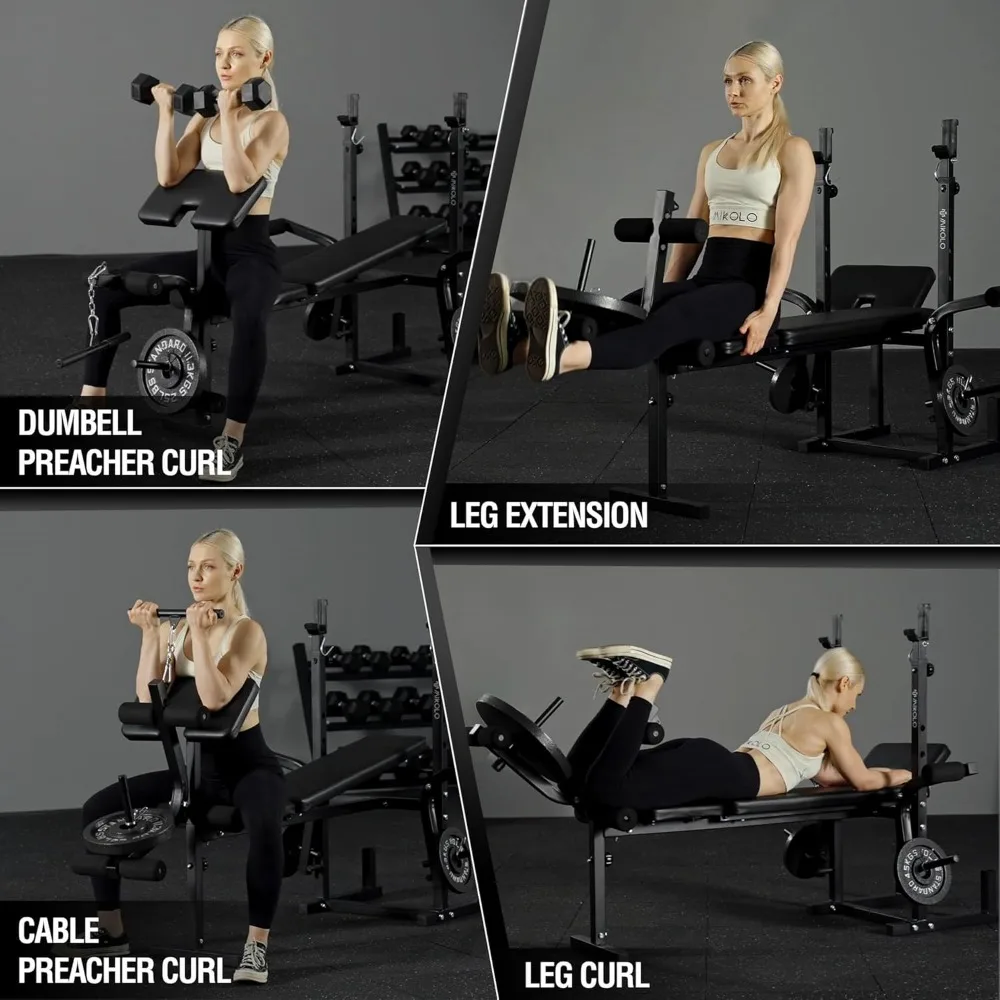 8 in 1 Weight Bench Set with Leg Extension and Leg Curl