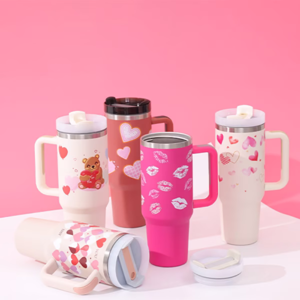 40 Oz Tumbler With Handle Straw Insulated, Stainless Steel Spill Proof Vacuum
