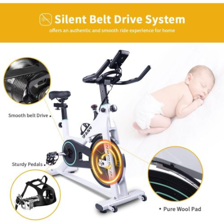 Indoor Exercise Bike With LCD Monitor And Comfortable Seat Cushion For Home Gym Cardio Fitness Training