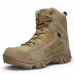 Men's Khaki & Brown Outdoor Tactical Combat Boots - Image 4