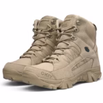 Men's Khaki & Brown Outdoor Tactical Combat Boots - Image 3
