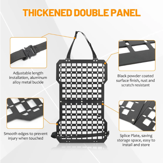 Back Seat Molle Panel Organizer With Gun Holder