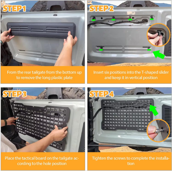 OFF ROAD Tailgate Storage Panel - Steel Holder Carrier For Ford Bronco Accessories 2021 2022 2023 2 4 Doors