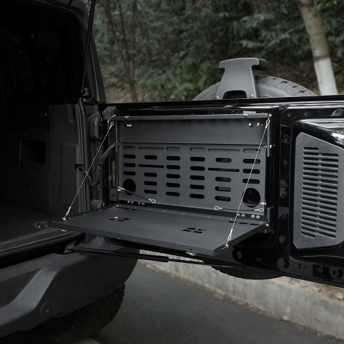 Tailgate Table Molle Panel For Ford Bronco 2021-2024 2-Tier Foldable Rear Storage Cargo Rack Shelf Camping Des