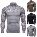 Camo Tactical Long Sleeve T-Shirt – Men’s Stand Collar Sports Tee - Image 4