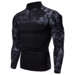 Camo Tactical Long Sleeve T-Shirt – Men’s Stand Collar Sports Tee - Image 7