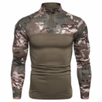 Camo Tactical Long Sleeve T-Shirt – Men’s Stand Collar Sports Tee - Image 3