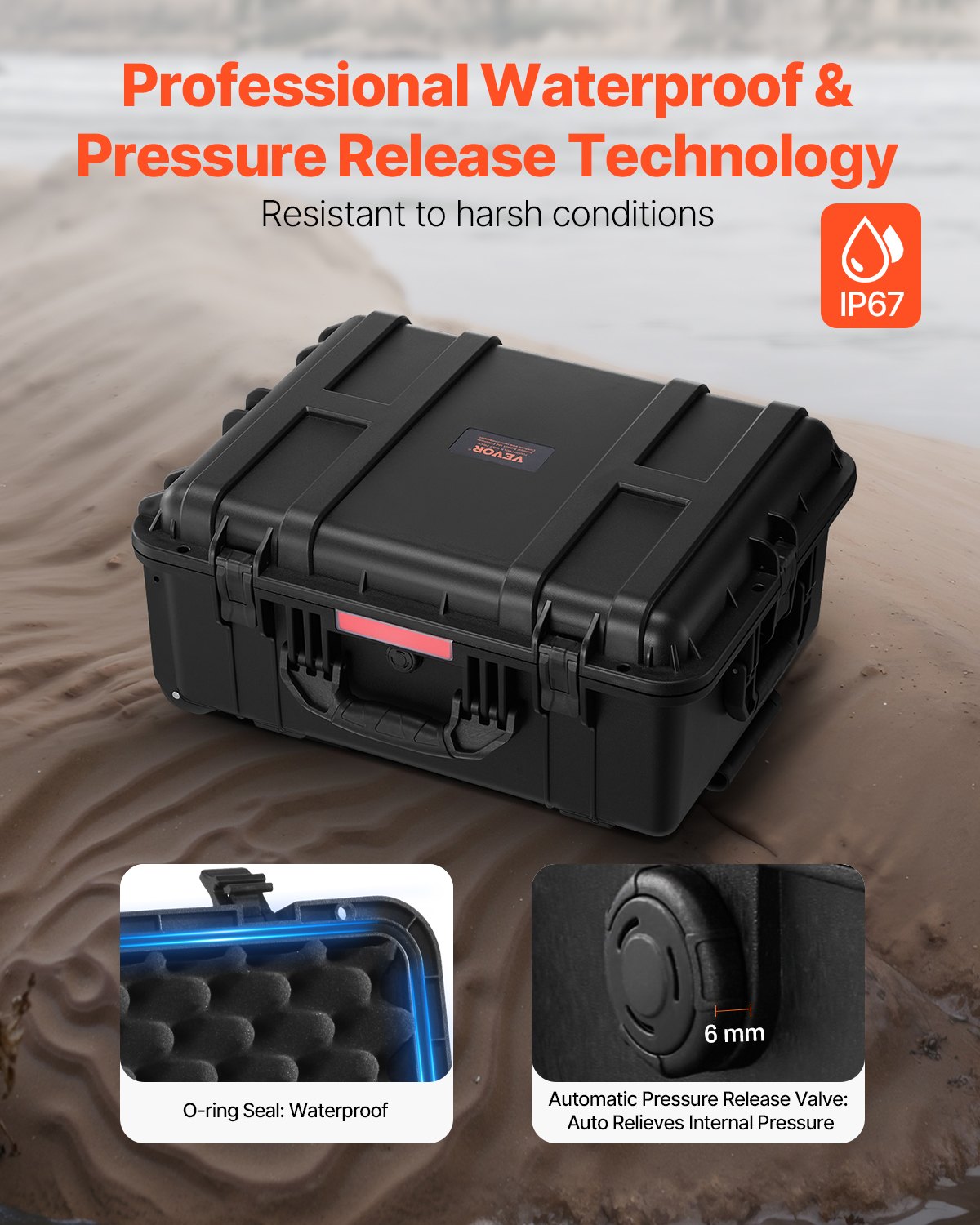 Outdoor Hunting Box Case - Weatherproof Heavy Duty Protective Box Case With Pre-Cut Foam, Wheels  Retractable 