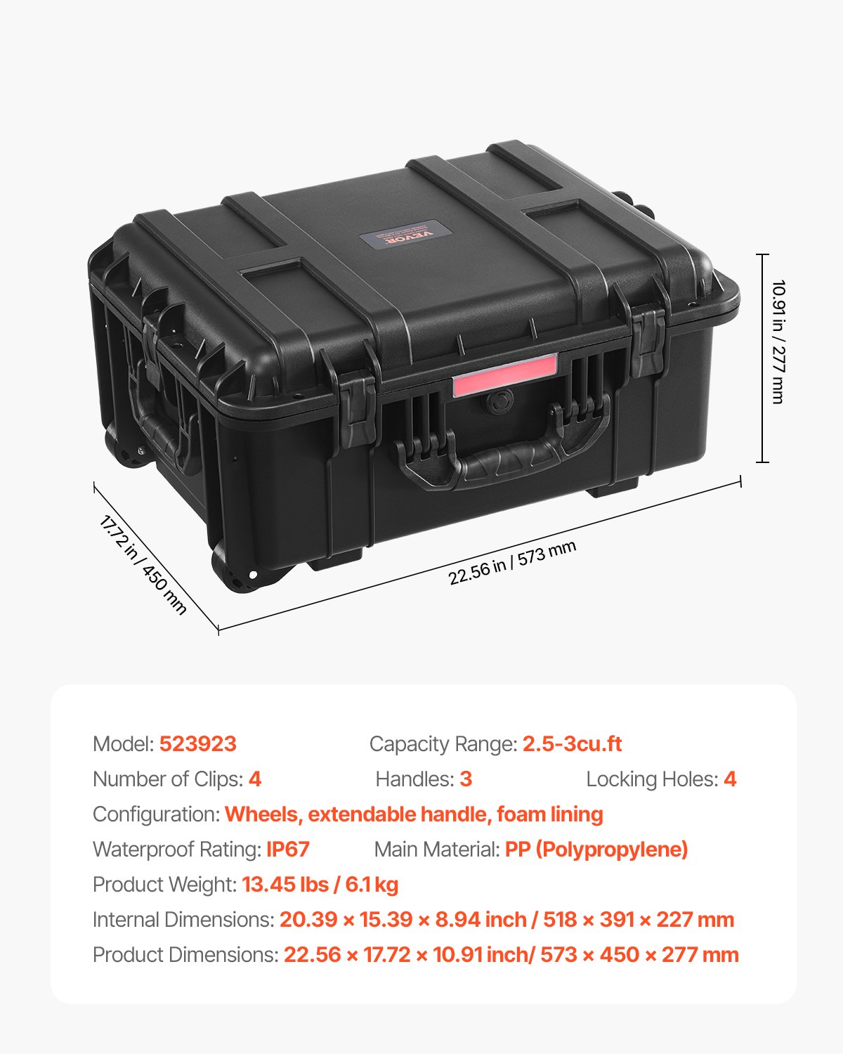 Outdoor Hunting Box Case - Weatherproof Heavy Duty Protective Box Case With Pre-Cut Foam, Wheels  Retractable 