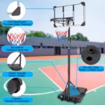 Portable Basketball Hoop System With Stable Base And Wheels For Indoor And Outdoor Youth, Height Adjustable From 5.6 To 7 Feet, 28-inch Backboard - Image 10