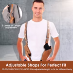 1Pc Shoulder Holster With Adjustable Straps Magazine Holder Vertical PU Leather Gun Holster For Concealed Carry Fit For M1911 Sig Sauer - Image 10