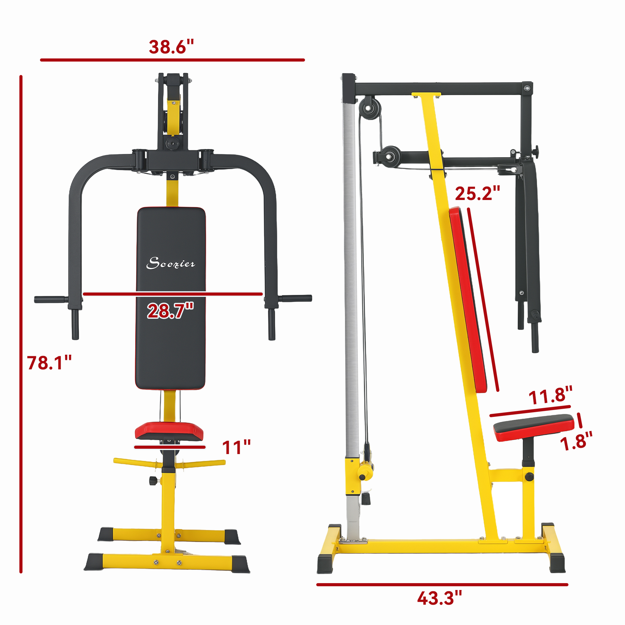 Chest Fly and Chest Press Machine, 4-Level Seat, Plate-Loaded to 132 lb, Steel Frame, Yellow 29 Product Image