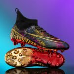 Men's Gold Sole High-Top Soccer Cleats - Artificial Grass Training Shoes - Image 6
