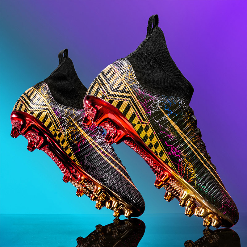 High-Top Soccer Cleats Men's Gold Sole - Artificial Grass Training Shoes
