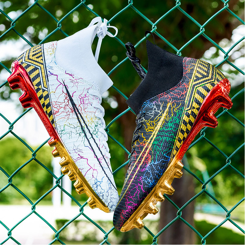 High-Top Soccer Cleats Men's Gold Sole - Artificial Grass Training Shoes