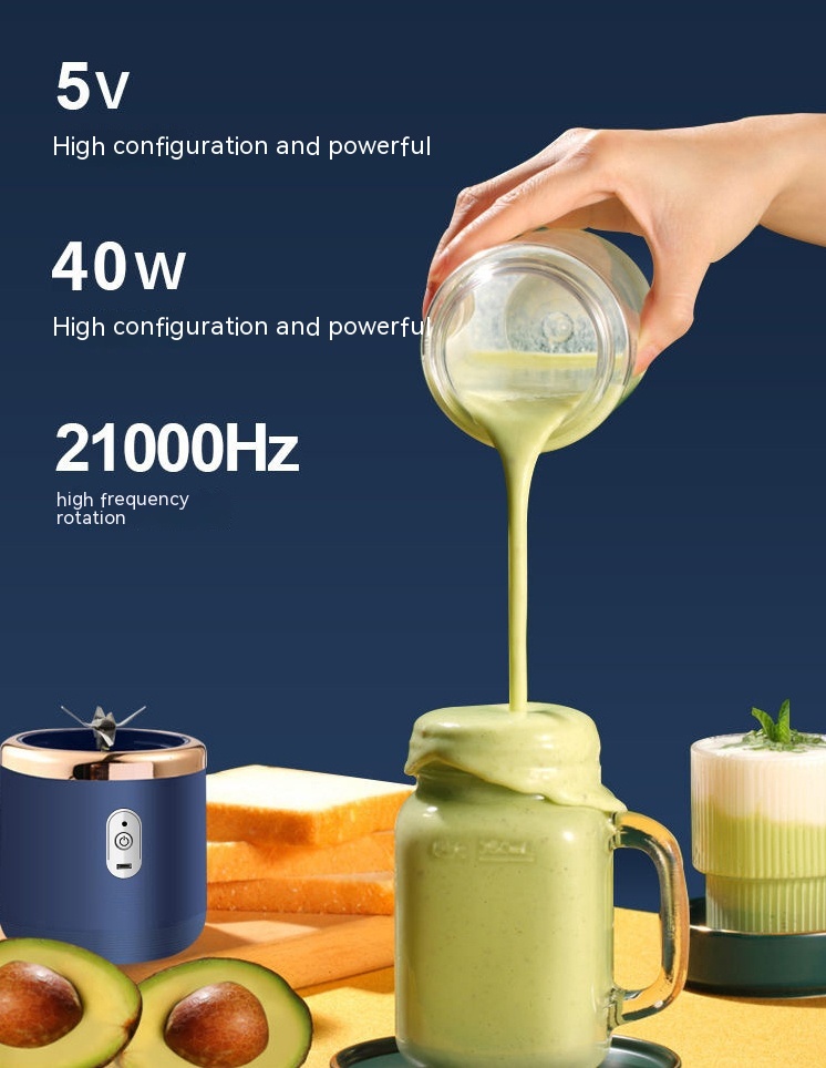 6-Blade Portable Blender – Cordless USB Rechargeable Personal Smoothie Maker