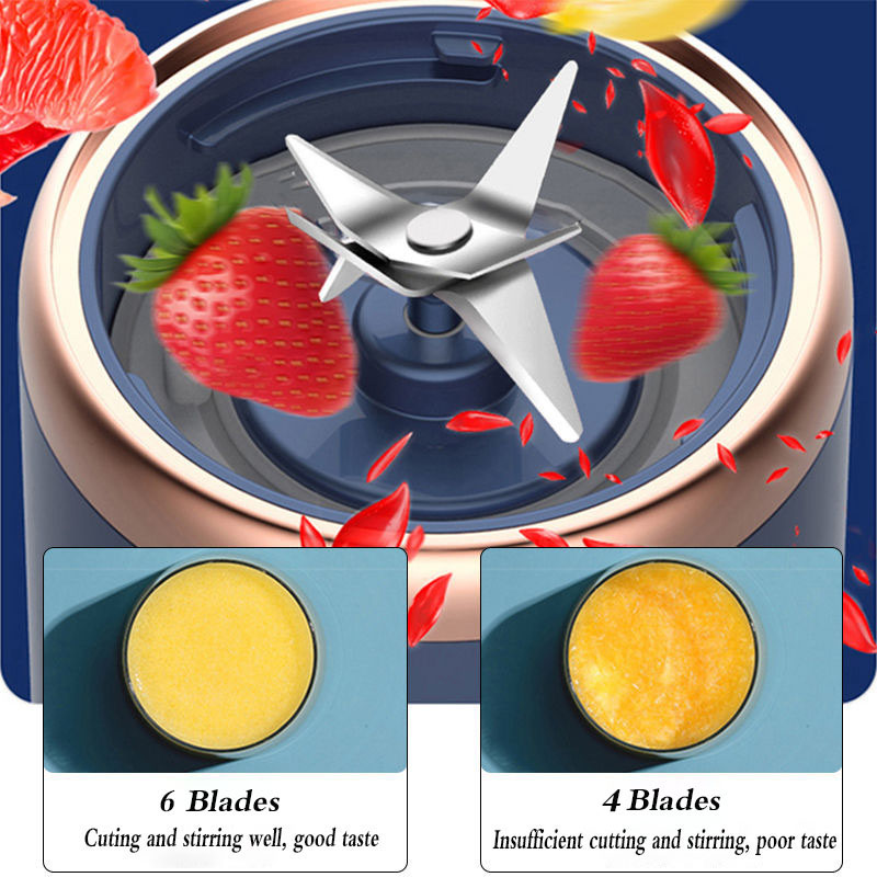 6-Blade Portable Blender – Cordless USB Rechargeable Personal Smoothie Maker 34 6-Blade Portable Blender – Cordless USB Rechargeable Personal Smoothie Maker