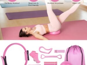 14Pcs All-in-One Pilates Kit, Pilates Ring Yoga Ball Resistance Bands Set With Carry Bag, Full Body Workout Equipment For Home Gym Travel