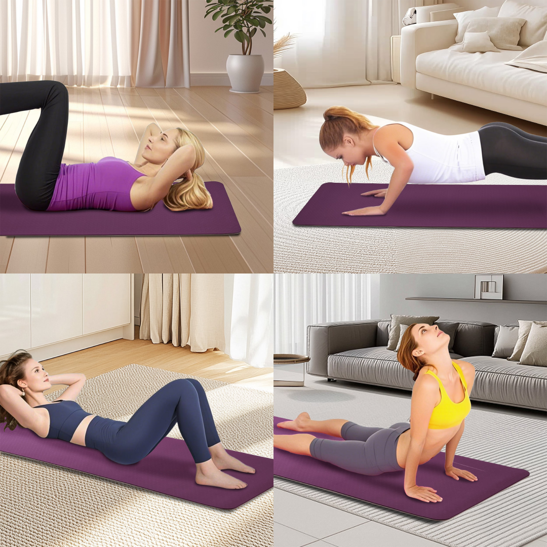 Non-Slip TPE Yoga Mat - 72" x 24" Professional Exercise & Pilates Mat