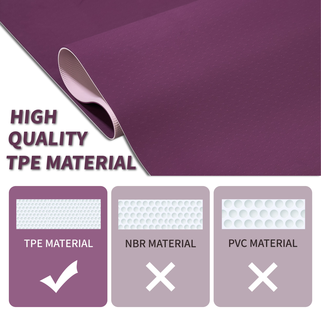 Non-Slip TPE Yoga Mat - 72" x 24" Professional Exercise & Pilates Mat