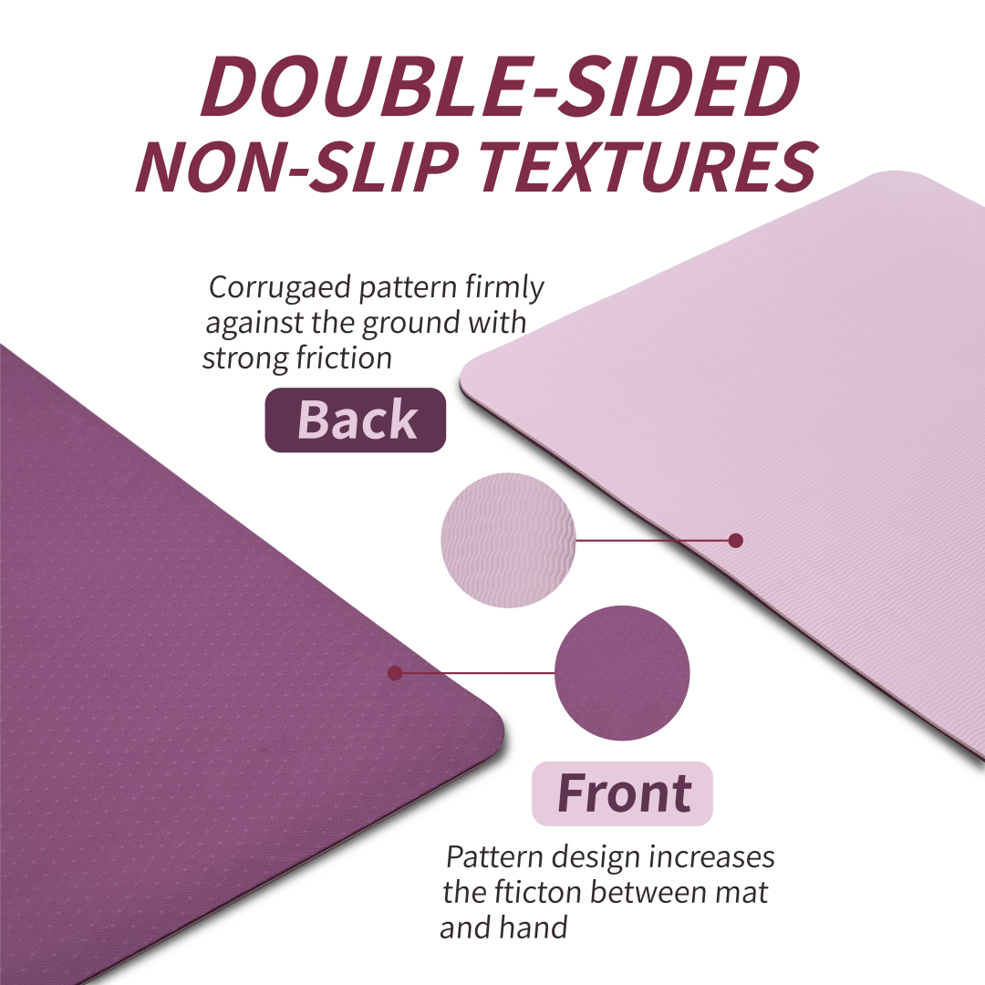 Non-Slip TPE Yoga Mat - 72" x 24" Professional Exercise & Pilates Mat