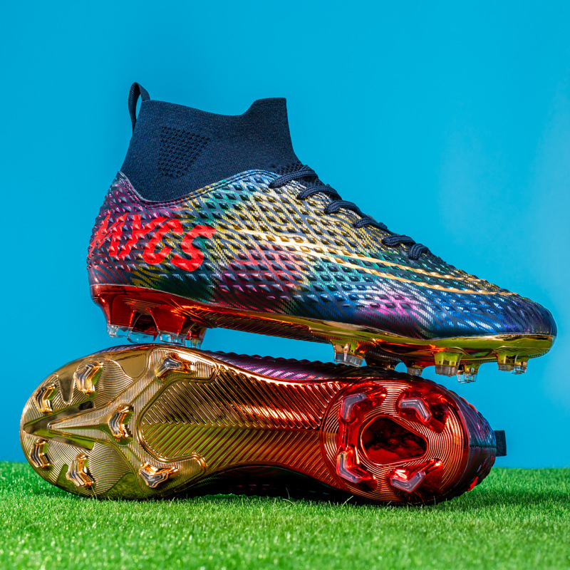 High-Top Performance Soccer Boots Gold-Plated – Elite Turf & Grass Trainers