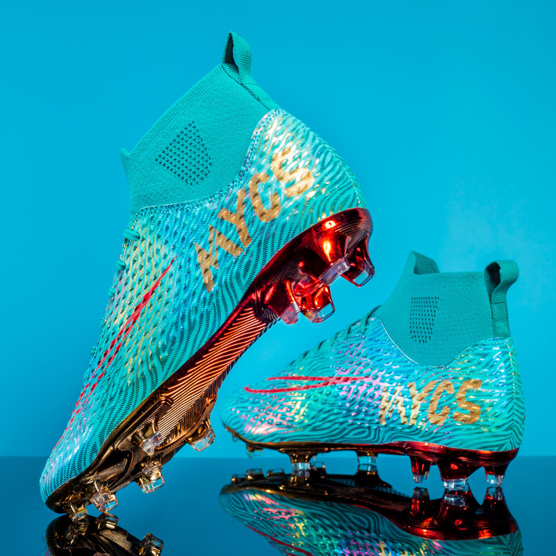 High-Top Performance Soccer Boots Gold-Plated – Elite Turf & Grass Trainers