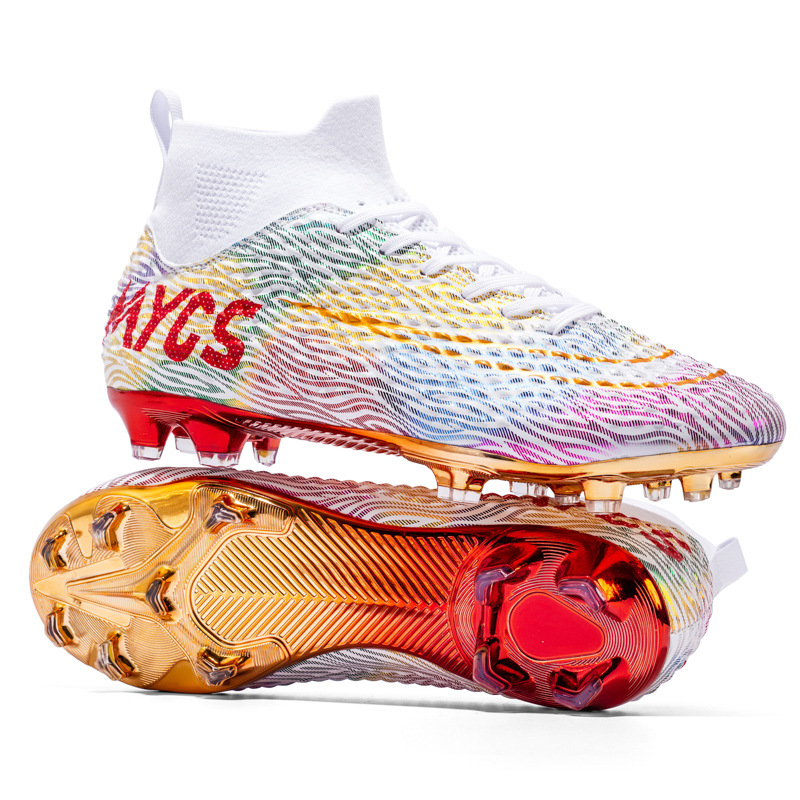 High-Top Performance Soccer Boots Gold-Plated – Elite Turf & Grass Trainers