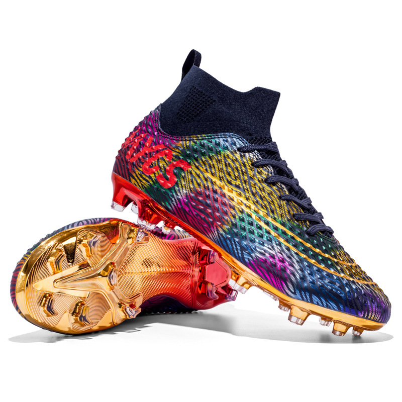 High-Top Performance Soccer Boots Gold-Plated – Elite Turf & Grass Trainers