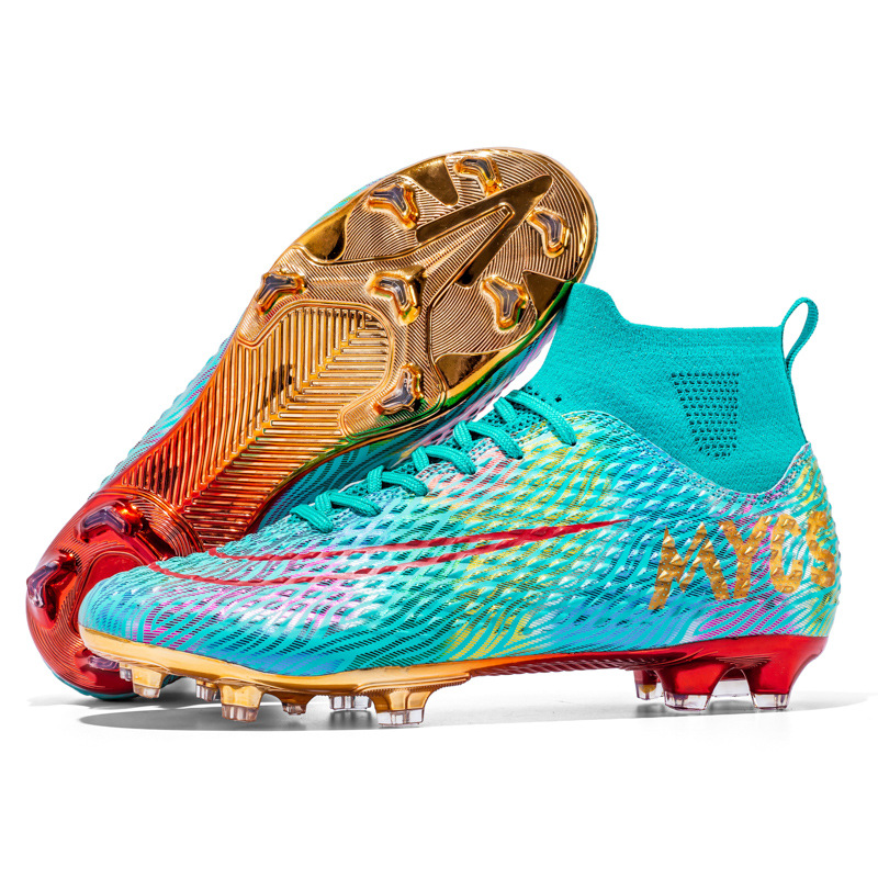 High-Top Performance Soccer Boots Gold-Plated – Elite Turf & Grass Trainers