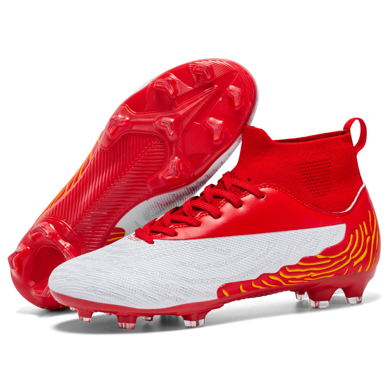 Soccer Spikes Cleats – All-Season Breathable Football Cleats Black, Red, White