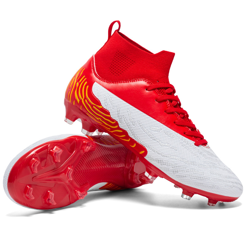 Soccer Spikes Cleats – All-Season Breathable Football Cleats Black, Red, White