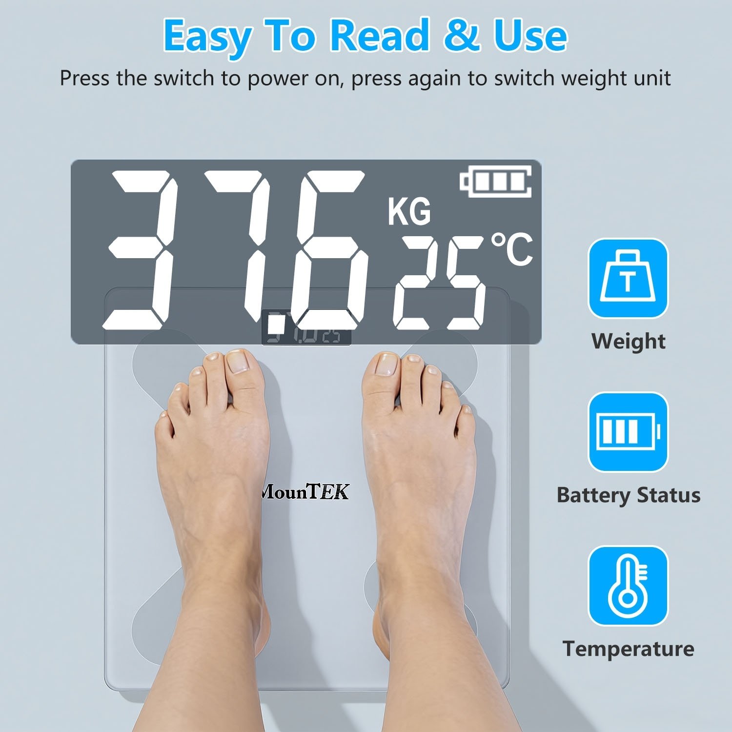 Smart Digital Scale For Body Weight High Accuracy BMI Weight Scale Full Body Composition Analysis Sync With APP 4mm Tempered Glass 397LBS Capacity LCD Display 7 Smart Digital Scale For Body Weight High Accuracy BMI Weight Scale Full Body Composition Analysis Sync With APP 4mm Tempered Glass 397LBS Capacity LCD Display - Image 7