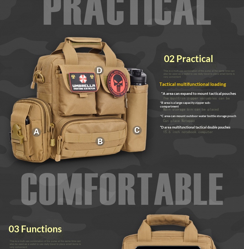 Camouflage Tactical Backpack – Convertible Crossbody Shoulder Bag