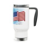 Independence Day 4th of July Stainless Steel Travel Mug with Handle - USA Flag & Fireworks Design, 14oz - Image 5