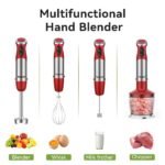 1000W 5-in-1 Hand Immersion Blender – 12-Speed Handheld Stick Mixer, Red - Image 5