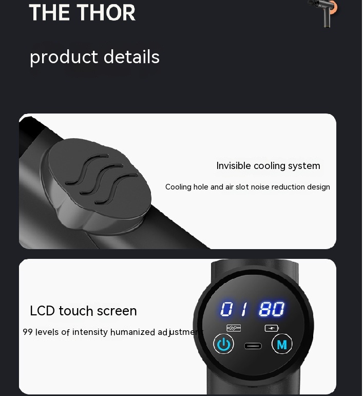 Deep Tissue Percussion Massage Gun – Premium Brushless Motor Muscle Recovery Device with LCD Screen & Multi-He