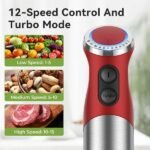 1000W 5-in-1 Hand Immersion Blender – 12-Speed Handheld Stick Mixer, Red - Image 6