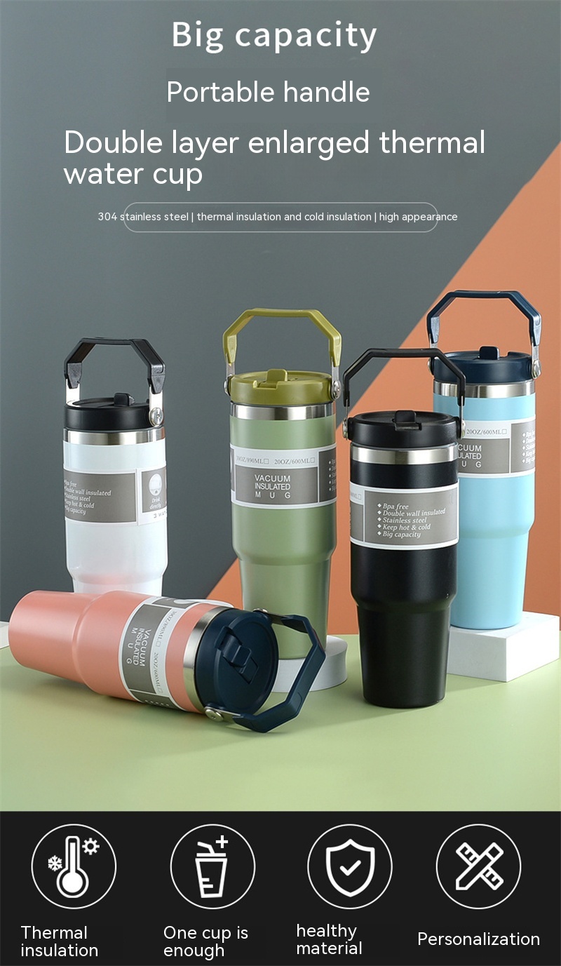 Insulated Stainless Steel Sports Tumbler – Premium 30oz Travel Water Bottle & Double-Wall Coffee Travel Cup