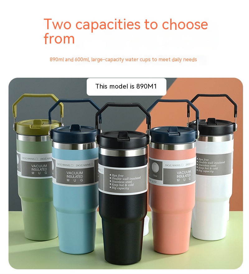Insulated Stainless Steel Sports Tumbler – Premium 30oz Travel Water Bottle & Double-Wall Coffee Travel Cup