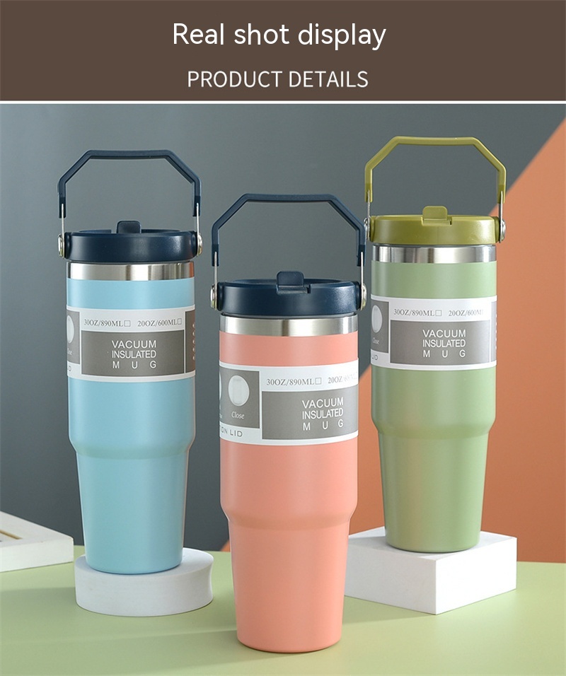 Insulated Stainless Steel Sports Tumbler – Premium 30oz Travel Water Bottle & Double-Wall Coffee Travel Cup