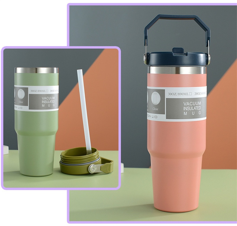 Insulated Stainless Steel Sports Tumbler – Premium 30oz Travel Water Bottle & Double-Wall Coffee Travel Cup