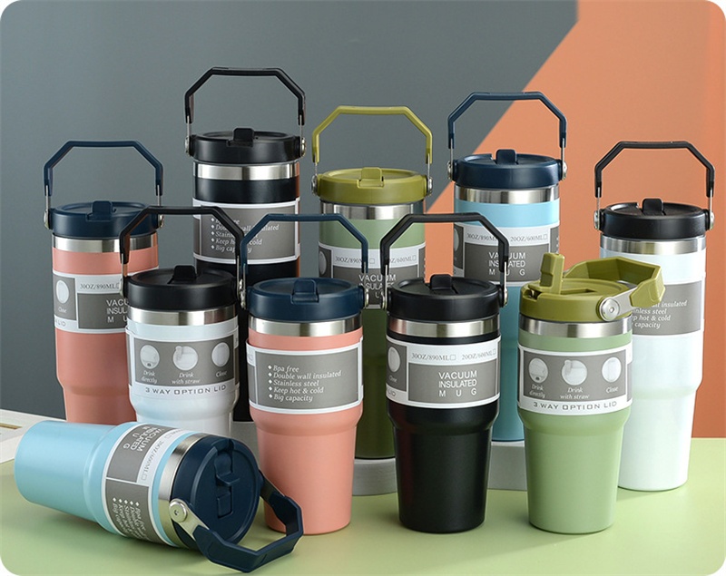 Insulated Stainless Steel Sports Tumbler – Premium 30oz Travel Water Bottle & Double-Wall Coffee Travel Cup